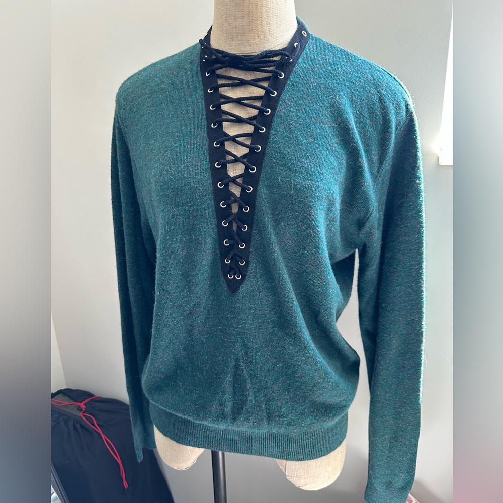 LF Furst of a Kind Lace Up Vintage Sweater One Size